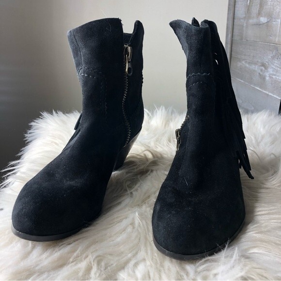 Sam Edelman 7 Louie black suede fringe western booties fall boots size 7 - Picture 5 of 7